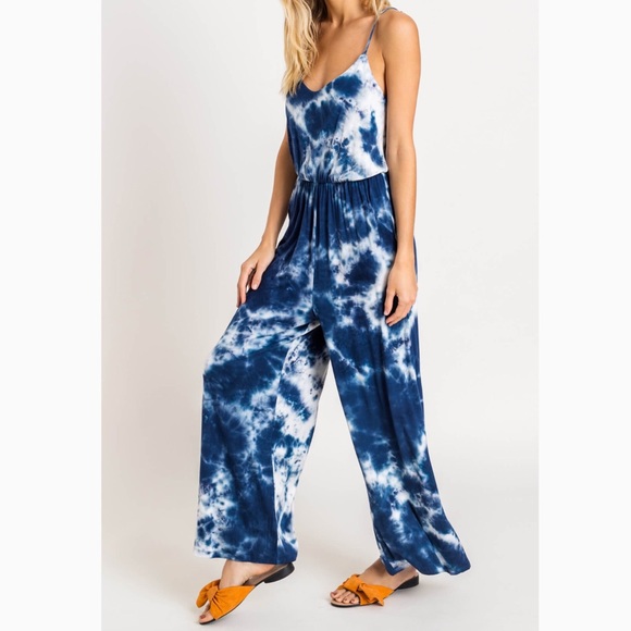 Lush Other - Ocean Breeze Tie Dye Wide Leg Jumpsuit
